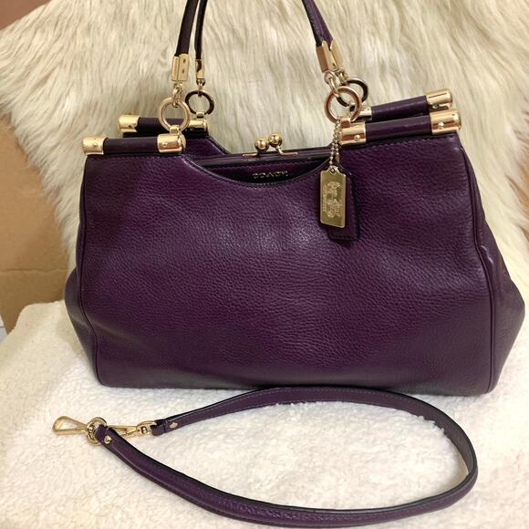 COACH MADISON Purple Leather Dowel Framed CAROLINE CARRIE Satchel Shoulder Bag - Picture 3 of 16